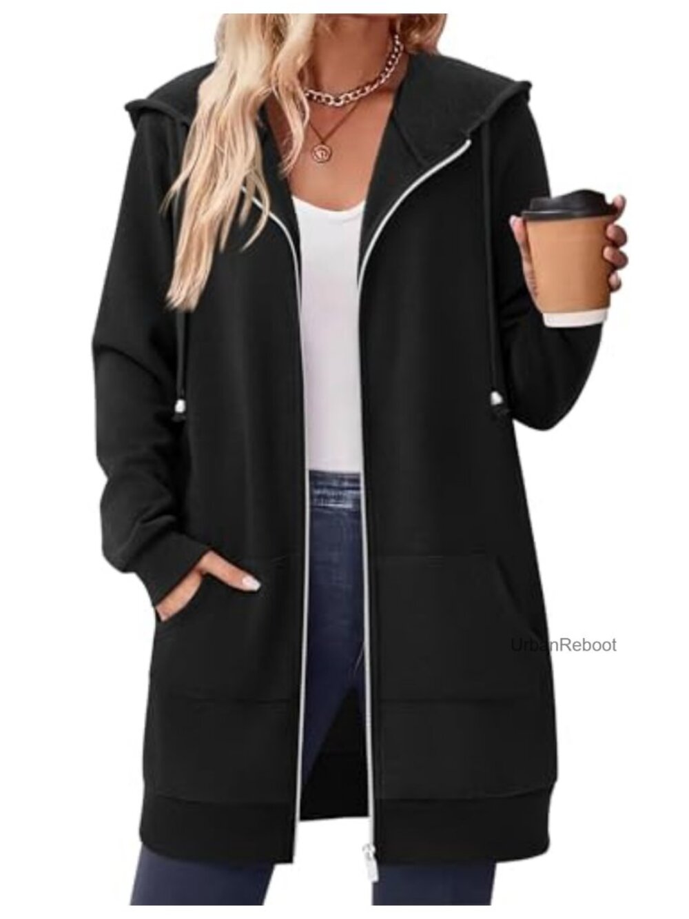 Zeagoo Women's Zip Up Fleece Hoodie Long Tunic Oversized Sweatshirt